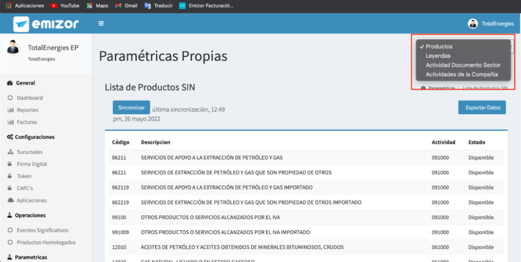Paramétricas Productos